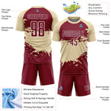 Custom Cream Crimson-White Splash Color Block Sublimation Soccer Uniform Jersey