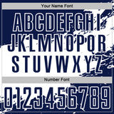 Custom White-Navy Splash Color Block Sublimation Soccer Uniform Jersey
