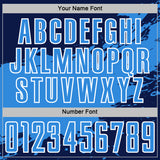 Custom Powder Blue Navy-White Splash Color Block Sublimation Soccer Uniform Jersey