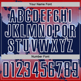 Custom Red Navy Light Blue-White Gradient Splash Sublimation Soccer Uniform Jersey