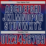 Custom Red Navy Royal-White Gradient Splash Sublimation Soccer Uniform Jersey