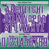 Custom Kelly Green Purple-White Gradient Splash Sublimation Soccer Uniform Jersey