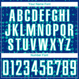Custom Royal White-Aqua Digital Geometric Fragment Speckles Sublimation Soccer Uniform Jersey