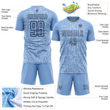 Custom Light Blue Black-White Digital Geometric Fragment Speckles Sublimation Soccer Uniform Jersey