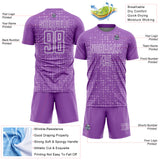 Custom Medium Purple White-Light Purple Digital Geometric Fragment Speckles Sublimation Soccer Uniform Jersey