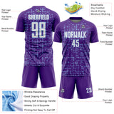 Custom Purple White-Light Blue Digital Geometric Fragment Speckles Sublimation Soccer Uniform Jersey