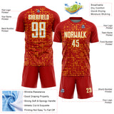 Custom Red White-Gold Digital Geometric Fragment Speckles Sublimation Soccer Uniform Jersey