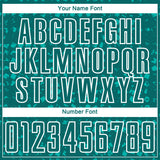 Custom Teal White-Aqua Digital Geometric Fragment Speckles Sublimation Soccer Uniform Jersey