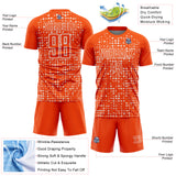Custom Orange White Digital Geometric Fragment Speckles Sublimation Soccer Uniform Jersey