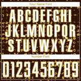 Custom Brown White-Old Gold Digital Geometric Fragment Speckles Sublimation Soccer Uniform Jersey