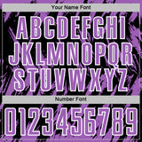 Custom Black Medium Purple-White Splatter Torn Sharp Brush Stroke Sublimation Soccer Uniform Jersey