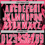 Custom Black Neon Pink-White Splatter Torn Sharp Brush Stroke Sublimation Soccer Uniform Jersey