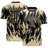 Custom Black-Cream Splatter Torn Sharp Brush Stroke Sublimation Soccer Uniform Jersey
