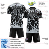 Custom Black-Silver Splatter Torn Sharp Brush Stroke Sublimation Soccer Uniform Jersey