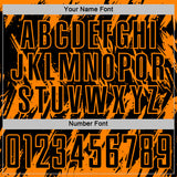 Custom Black-Bay Orange Splatter Torn Sharp Brush Stroke Sublimation Soccer Uniform Jersey