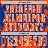 Custom Royal Orange-White Splatter Torn Sharp Brush Stroke Sublimation Soccer Uniform Jersey