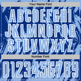 Custom Royal Light Blue-White Splatter Torn Sharp Brush Stroke Sublimation Soccer Uniform Jersey