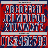 Custom Red Navy-White Splatter Torn Sharp Brush Stroke Sublimation Soccer Uniform Jersey