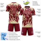 Custom Crimson-Cream Splatter Torn Sharp Brush Stroke Sublimation Soccer Uniform Jersey