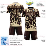 Custom Brown-Cream Splatter Torn Sharp Brush Stroke Sublimation Soccer Uniform Jersey