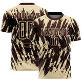 Custom Brown-Cream Splatter Torn Sharp Brush Stroke Sublimation Soccer Uniform Jersey