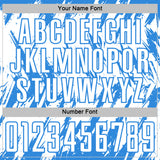 Custom White-Powder Blue Splatter Torn Sharp Brush Stroke Sublimation Soccer Uniform Jersey