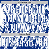 Custom White-Royal Splatter Torn Sharp Brush Stroke Sublimation Soccer Uniform Jersey