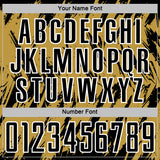 Custom Old Gold Black-White Splatter Torn Sharp Brush Stroke Sublimation Soccer Uniform Jersey