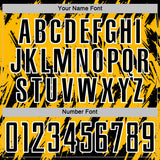 Custom Gold Black-White Splatter Torn Sharp Brush Stroke Sublimation Soccer Uniform Jersey