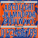 Custom Orange Royal-White Splatter Torn Sharp Brush Stroke Sublimation Soccer Uniform Jersey