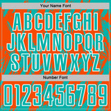 Custom Orange Aqua-White Splatter Torn Sharp Brush Stroke Sublimation Soccer Uniform Jersey