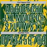 Custom Green Yellow-White Splatter Torn Sharp Brush Stroke Sublimation Soccer Uniform Jersey
