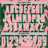 Custom Green Medium Pink-White Splatter Torn Sharp Brush Stroke Sublimation Soccer Uniform Jersey