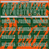 Custom Green Orange-White Splatter Torn Sharp Brush Stroke Sublimation Soccer Uniform Jersey