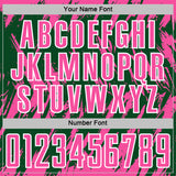 Custom Green Pink-White Splatter Torn Sharp Brush Stroke Sublimation Soccer Uniform Jersey