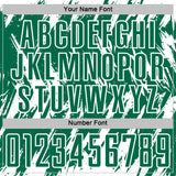 Custom Kelly Green-White Splatter Torn Sharp Brush Stroke Sublimation Soccer Uniform Jersey