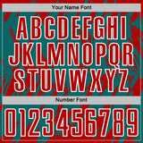 Custom Teal Red-White Splatter Torn Sharp Brush Stroke Sublimation Soccer Uniform Jersey