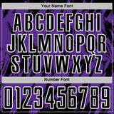 Custom Purple Black-White Splatter Torn Sharp Brush Stroke Sublimation Soccer Uniform Jersey
