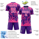 Custom Purple Pink-White Splatter Torn Sharp Brush Stroke Sublimation Soccer Uniform Jersey