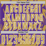 Custom Purple Old Gold-White Splatter Torn Sharp Brush Stroke Sublimation Soccer Uniform Jersey