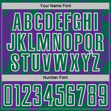 Custom Purple Kelly Green-White Splatter Torn Sharp Brush Stroke Sublimation Soccer Uniform Jersey