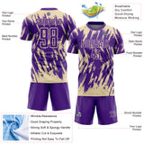 Custom Purple-Cream Splatter Torn Sharp Brush Stroke Sublimation Soccer Uniform Jersey