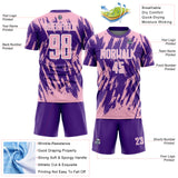 Custom Purple Light Pink-White Splatter Torn Sharp Brush Stroke Sublimation Soccer Uniform Jersey