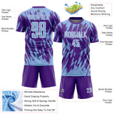 Custom Purple Light Blue-White Splatter Torn Sharp Brush Stroke Sublimation Soccer Uniform Jersey