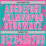 Custom Aqua Pink-White Splatter Torn Sharp Brush Stroke Sublimation Soccer Uniform Jersey