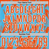 Custom Sky Blue Orange-White Splatter Torn Sharp Brush Stroke Sublimation Soccer Uniform Jersey