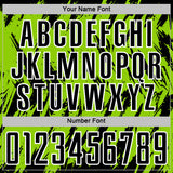 Custom Neon Green Black-White Splatter Torn Sharp Brush Stroke Sublimation Soccer Uniform Jersey