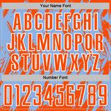 Custom Light Blue Orange-White Splatter Torn Sharp Brush Stroke Sublimation Soccer Uniform Jersey