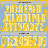 Custom Light Blue Yellow-White Splatter Torn Sharp Brush Stroke Sublimation Soccer Uniform Jersey