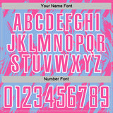 Custom Light Blue Pink-White Splatter Torn Sharp Brush Stroke Sublimation Soccer Uniform Jersey